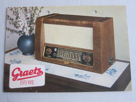 Antieke GRAETZ Super 155WE buizenradio flyer 1953 NL(D167) - 1