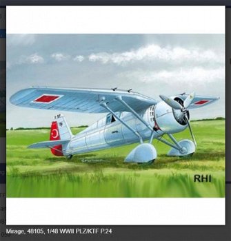 Modelbouw pakket Mirage-Hobby Mirage, 48105, 1/48 WWII PLZ/KTF P.24 A/C Turkish - 1