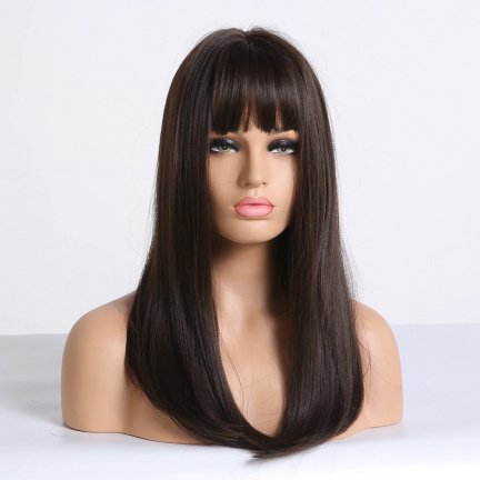 PRUIK LANG BLOND KRULLEND HAAR MET PONY MODEL 229 - Afbeelding 2