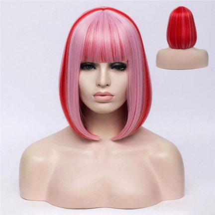 ★ PruikenPlaza ★ CARNAVAL PRUIK BOB MODEL MULTI COLOR DIVERSE KLEUREN - Afbeelding 3