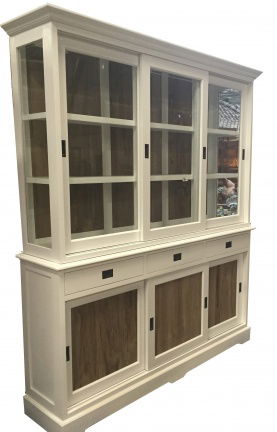 White wash kast met teak achterwand en deuren 180cm - nr. 1