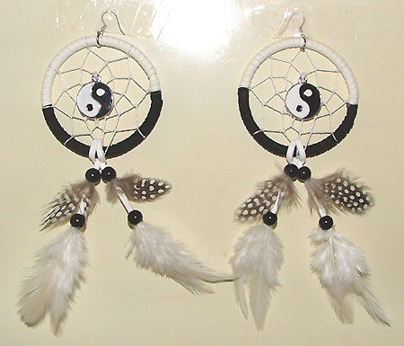 Dromenvanger-Oorbellen YIN YANG: Ring=6cm - Afbeelding 2