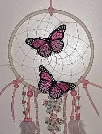 VLINDERS met BLOEMEN Dromenvanger-Dreamcatcher ~Direct Leverbaar~ Ring=15cm,L= 52cm - Afbeelding 2