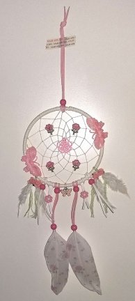 ROOS Dromenvanger met Vlinders roze-wit ~Direct Leverbaar~: Ring=13cm,L=49cm - nr. 1