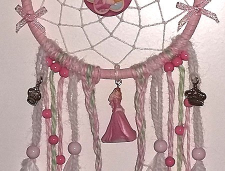 DOORNROOSJE Dromenvanger-Dreamcatcher ~DIRECT LEVERBAAR~ Ring=10cm, L=45cm - Afbeelding 3