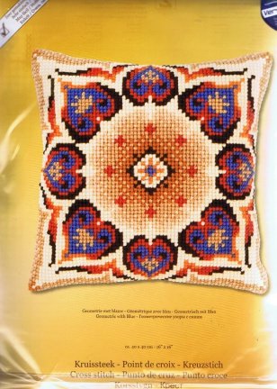 VERVACO BORDUURPAKKET (KUSSEN) GEOMETRIC MOTIEF BLAUW - nr. 1