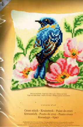 VERVACO BORDUURPAKKET (KUSSEN) VOGEL MET ROZEN - nr. 1
