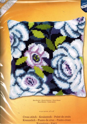 VERVACO BORDUURPAKKET (KUSSEN) BLAUWE BLOEMEN 008 - nr. 1
