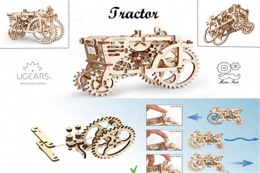 Houten bouwpakket Ugears tractor 20 cm - 2