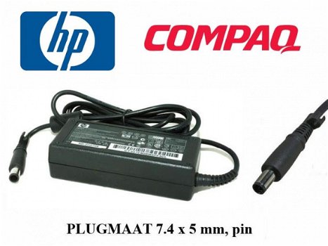 Compaq, HP originele 18.5v 3.5a 65 watt, 7.4 x 5 mm met pin oplader - 1