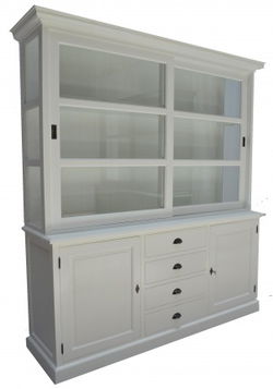 Witte vitrinekast 190cm breed zijkanten glas te koop