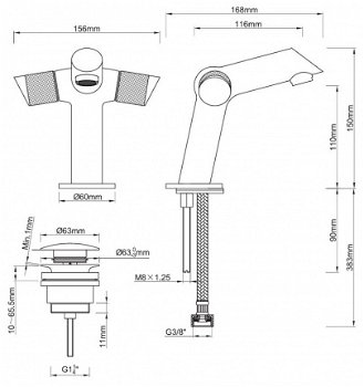 Sanifun wastafelmengkraan Nand Chroom + afvoerplug - 3