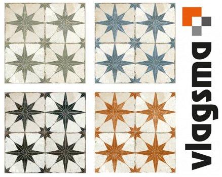 Vintage vloertegels en plavuizen peronda star 45x45 4 kleuren - 1