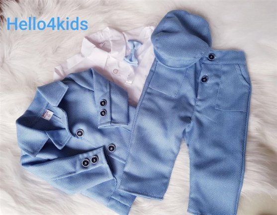 68 bruidsjonker kleding doop baby kraamcadeau blauw en spikkel - Afbeelding 2