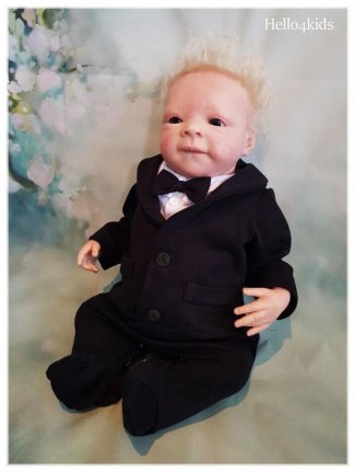 68 bruidsjonker kleding doop baby kraamcadeau blauw en spikkel - Afbeelding 3