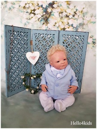 68 bruidsjonker kleding doop baby kraamcadeau blauw en spikkel - Afbeelding 5