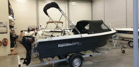 Topcraft 484 grachtenbootje & Suzuki 20 ATL en Kalf boottrailer - 1