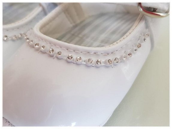 16-19 NIEUW witte bruidsmeisjes schoentjes doop met strass - Afbeelding 2