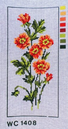 VOORBEDRUKT BORDUURSTRAMIEN  " ORANJE BLOEMEN " 1408