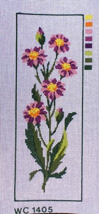 VOORBEDRUKT BORDUURSTRAMIEN  " PAARSE BLOEMEN " 1405