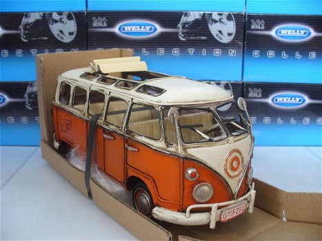 Tinplate collectables 1/18 VW Volkswagen T1 Microbus Oranje - 5
