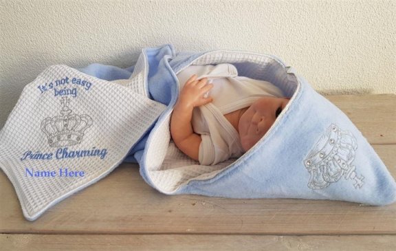 geboorte cadeau kleed doop deken naam doop uiltje - Afbeelding 3