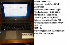 Acer E-15  intel core i3 5th generation