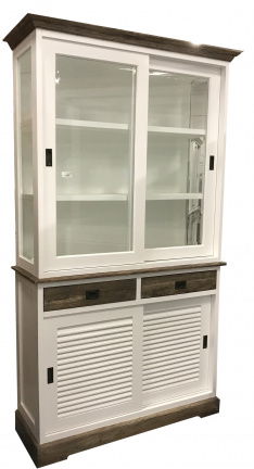 Winkelkast Zundert wit met lijst en lade 120 x 50/40 x 220cm louvre deuren - nr. 1