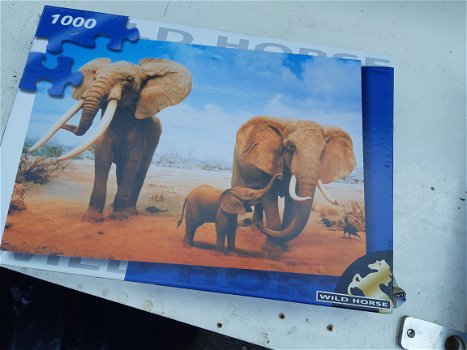 Puzzel van 1000 puzzelstukjes afbeelding olifanten - 1