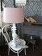 Grote lampenkap, roze velvet - 5 - Thumbnail