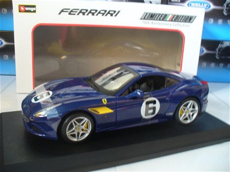 Bburago 1/18 Ferrari California Coupe Blauw 70 Jaar Ferrari - 5