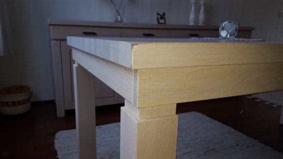 Blank eiken uitschuifbare eettafel - 3