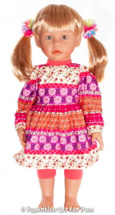 Pop 48/50 cm Emma 2 dlg. Setje kleurige strepen