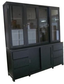 Moderne strakke zwarte buffetkast 200cm breed greeploze laden