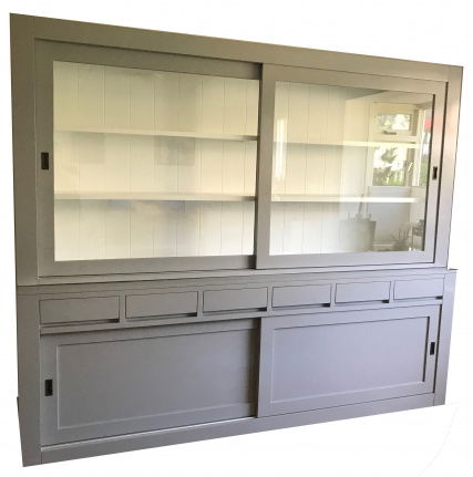 Buffetkast Diemen grijs - wit strak design laden greeploos 300cm breed - nr. 1