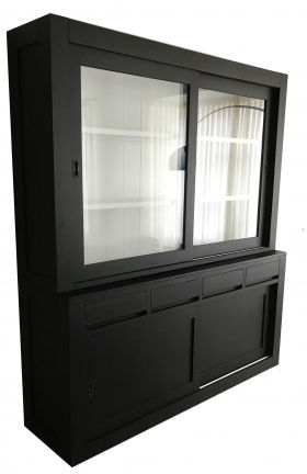 Winkelkast Diemen zwart - wit design laden greeploos 220cm breed - nr. 1