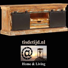 Wandmeubel - TV meubel - Industrial look - 110x30x45 cm massief gerecycled hout