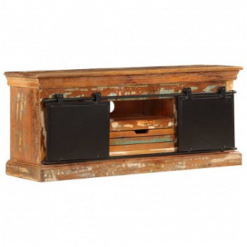 Wandmeubel - TV meubel - Industrial look - 110x30x45 cm massief gerecycled hout - 3