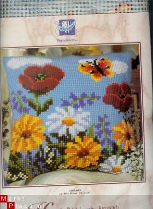 VERVACO BORDUURPAKKET (KUSSEN) DIVERSE BLOEMEN - nr. 1
