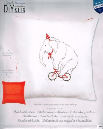 VERVACO BORDUURPAKKET KUSSEN, OLIFANT OP FIETS - nr. 1