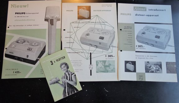 Antieke PHILIPS AHREND 4x Dicteerapparaat Brochure1958 (D253) - 1