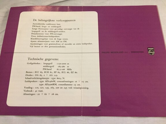 Retro PHILIPS Radio 22RB 463 introductie brochure (D319) - Afbeelding 4
