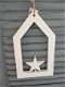 Wit houten kersthanger, ster of kerstboom - 2 - Thumbnail