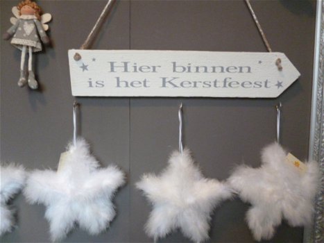 Wit houten kersthanger, ster of kerstboom - 4