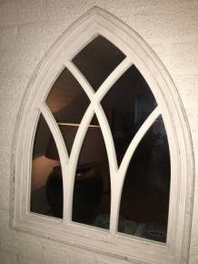 1 Spiegel venster met houten frame in white wash - Afbeelding 2