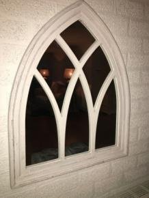 1 Spiegel venster met houten frame in white wash - Afbeelding 4