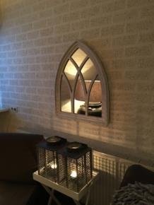 1 Spiegel venster met houten frame in white wash - Afbeelding 5