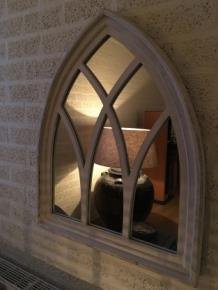 1 Spiegel venster met houten frame in white wash - Afbeelding 6