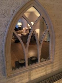1 Spiegel venster met houten frame in white wash - Afbeelding 7