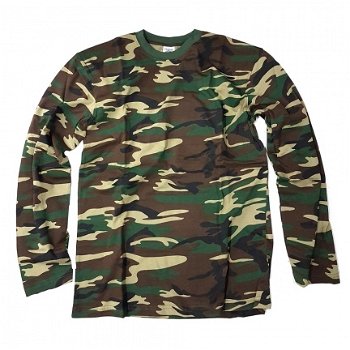 T-shirt lange mouw woodland camouflage - 1